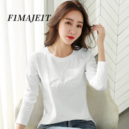 F1MAJE1T高端設(shè)計師品牌 長袖T恤女圓領(lǐng)寬松打底衫女洋氣薄款2025新款春秋 白色286 L 【建議體重110-120斤】