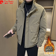皮爾卡丹（pierre cardin）立領(lǐng)夾克男春秋裝2025新款寬松夾棉加厚外套男款秋冬季二棉夾克 卡其色（夾棉） 加厚 2XL 【適合150-170斤】