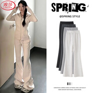 浪莎微喇運動(dòng)褲女春秋季2026新款百搭高腰顯瘦馬蹄褲休閑美式喇叭衛褲