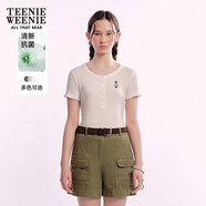 Teenie Weenie小熊女裝紫色短袖t恤2025新款潮流設(shè)計(jì)感亨利領(lǐng)上衣 象牙白 L