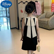 迪士尼（Disney）3女童夏裝連衣裙2025新款4兒童夏季9薄款紗裙10歲女孩洋氣8公主裙 黑色背心裙 110 【建議身高100厘米左右】