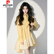 皮爾卡丹（pierre cardin）不規(guī)則設計慵懶風黃色拼接連衣裙2025春季流行氣質(zhì)感裙子 黃色不規(guī)則連衣裙 【高品質(zhì)】 S
