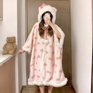 氧家小丑魚(yú)睡衣 搞怪連體情侶睡衣男女冬季加絨加厚珊瑚絨卡通家居服 蝴蝶KT斗篷套裝(帶褲子) XL L 適合身高165-178cm