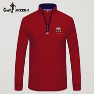 GOLF MODERN高爾夫服裝男裝T恤秋季長(cháng)袖POLO衫男純棉翻領(lǐng)長(cháng)袖上衣golf男裝 酒紅色 3XL
