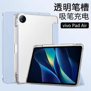 中瑟 【帶筆槽】vivo Pad Air保護(hù)套11.5英寸2023款vivo平板電腦保護(hù)殼三折帶筆槽防摔透明軟殼 白冰藍(lán)【氣囊筆槽款】
