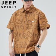 JEEP SPIRIT大碼短袖polo衫男夏季薄款冰絲有領(lǐng)t恤寬松加肥加大胖子男裝上衣 H78橘紅 4XL 【185-200斤】