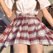 瑟空（SEKONG）2025夏新款日系短袖jk制服女學院風格子百褶裙學生水手服套裝YXQ 金魚姬【單裙子+領結+飛機盒】 XS