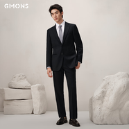 吉約蒙（G·MONS）西服套裝男士商務(wù)抗皺易打理休閑西裝套裝結(jié)婚新郎職業(yè)正裝西裝 墨玉黑A版【上衣+褲子】C0773 44