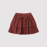 巴厘小豬女童半身裙春秋款甜美可愛(ài)蝴蝶結百褶蛋糕裙寶寶純棉裙子兒童短裙 棗紅 90