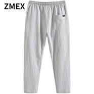 ZMEX休閑褲男褲中國風(fēng)春夏秋新款寬松哈倫褲九分燈籠褲子男士 淺灰色 3XL （145-155斤）