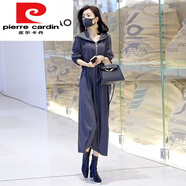 皮爾卡丹（pierre cardin）高端精致衛(wèi)衣連衣裙2024秋冬新款女百搭連帽顯瘦長袖氣質(zhì)過膝長裙 灰色 M 建議106-120斤