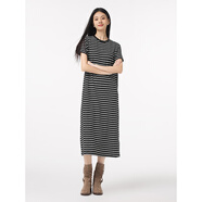 熱風(fēng)（Hotwind）連衣裙2025春款T恤長(cháng)款連衣裙黑條紋寬松大碼A字打底連衣裙 19黑白 M