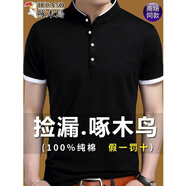 啄木鳥(niǎo)短袖t恤男士立領(lǐng)夏季中青年寬松休閑半袖薄款t恤男裝上衣打底衫 短袖-NY8808黑色 M 165建議120斤以?xún)?
                                         title=