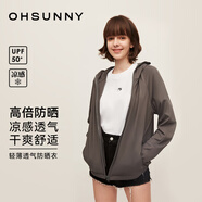 OhSunny防曬衣女春夏護臉透氣防紫外線(xiàn)大帽檐寬松戶(hù)外連帽外套防曬服 摩卡灰 M
