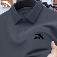 安踏冰絲速干polo衫短袖男t恤2026年夏季款休閑運動(dòng)男士薄款健身服 8113-3男裝灰【冰絲速干】 L (175) 適合120-140斤