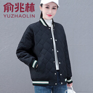 俞兆林 加棉棒球服外套女秋冬2024年新款休閑短款寬松冬季薄棉衣上衣 黑色 XL 【建議135-150斤】