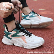 喬丹（QIAODAN）男鞋運(yùn)動(dòng)鞋跑步鞋男夏季厚底復(fù)古男士休閑鞋老爹鞋潮鞋跑鞋男R 古瓷白/蜜橘色【皮面】 43