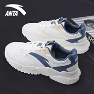 安踏（ANTA）男鞋運動(dòng)鞋2025新款軟底透氣跑步鞋輕便潮流休閑鞋厚底增高老爹鞋 象牙白/香檳色/棋盤(pán)灰-7 42