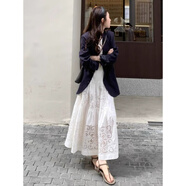 CEENIU2025早春新款超好看獨特漂亮小香風(fēng)西裝外套重工鏤空半身裙套裝女 白色半身裙 S 40/45kg 【送運費險】