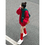 榮西圖（RONGXITU）2024秋冬新款寬松針織衫女套頭紅色麻花軟糯毛衣女慵懶風酒 S (建議：85-100斤)