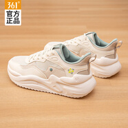 361°女鞋運(yùn)動(dòng)鞋子女網(wǎng)面透氣跑步鞋軟底復(fù)古文化休閑鞋子 羽毛白/燕麥奶 36