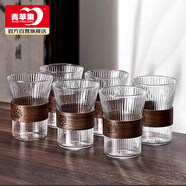 青蘋(píng)果防燙玻璃杯子 新中式豎紋家用耐高溫泡茶杯喝水杯客廳待客 6只裝