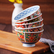 美濃燒（Mino Yaki） 【日本原裝進(jìn)口】餐具陶瓷碗日式家用米飯碗餐具套裝 4.5英寸宮廷風(fēng)飯碗5件套【無(wú)盒】