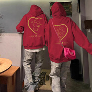 MDlila【兩件裝】情人節(jié)情侶裝衛(wèi)衣2025春秋季一男一女衣服寬松連帽衛(wèi)衣 男酒紅+女酒紅 薄款 3XL 男+女XL