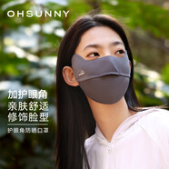 OhSunny防曬口罩夏女透氣護眼角防紫外線防曬面罩男 SLF5M136WT 素影灰 M