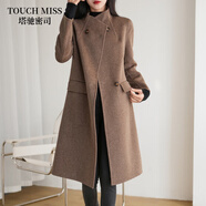 塔馳密司（TOUCH MISS）新款大衣女秋冬時(shí)尚百搭復(fù)古氣質(zhì)中長(zhǎng)款毛呢外套女 混咖色(偏大一碼) XL