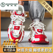 啄木鳥(niǎo)本命年紅色男鞋春季感運動(dòng)鞋男青少年莆田潮牌跑步老爹鞋厚底 紅色(主圖升級款) 42