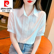 皮爾卡丹（pierre cardin）純棉職業(yè)白色襯衫女短袖夏季23年新款女裝時(shí)尚全棉襯衣洋氣上衣 白色 M