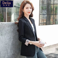 矜持范黑色小西裝外套女短款上衣2025年春秋新款炸街休閑小個(gè)子西服韓版 黑色長(zhǎng)袖薄西裝 （修身版型） XL 建議115-130斤