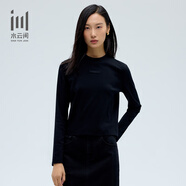 水云間·SHUI YUN JIAN女裝 圓領(lǐng)套頭簡約黑色休閑長袖打底T恤2025春季新款 黑色 M