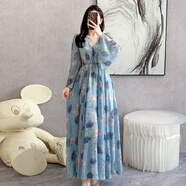鳶諾2025女裝新款時(shí)尚百搭夏季雪紡三亞度假沙灘到腳踝超長款連 圖片色 M 【建議90-100斤】