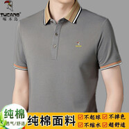 啄木鳥(niǎo)純棉男士短袖t恤夏季新款中年半袖大碼翻領(lǐng)寬松高檔商務(wù)polo衫男 99-19灰色 L 175推薦135--155斤