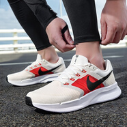 耐克（NIKE）跑步鞋男鞋 2025秋季新款RUN SWIFT運動(dòng)跑鞋網(wǎng)面透氣緩震低幫跑鞋 淡象牙白/黑/淺深紅 40