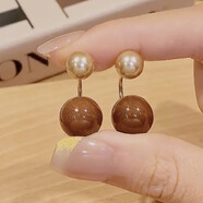 QUAMER美拉德咖色復(fù)古撞色圓球耳環(huán)小眾兩戴耳墜耳飾 復(fù)古咖色圓球兩戴耳環(huán)A1175
