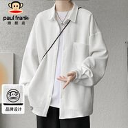 大嘴猴（paul frank）長(cháng)袖襯衫男春秋季時(shí)尚百搭襯衣男士休閑外套男裝上衣 白色 XL