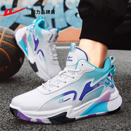 回力（Warrior）男鞋運動(dòng)鞋男2025春秋新款籃高幫球鞋子男厚底減震鞋耐磨跑步鞋男 白寶藍皮面 防水好打理推薦 43