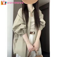 VOYDOVE寬松休閑防曬開衫襯衣上衣春夏季新款設(shè)計感小眾長袖綠色襯衫外套 707#綠灰色【z】 M 【90-100斤】