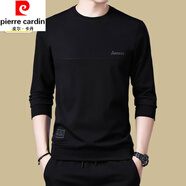 皮爾卡丹（pierre cardin）純棉抗皺長(cháng)袖T恤男士春秋季新款加厚圓領(lǐng)衛衣休閑打底衫百搭上衣 F8915黑色 薄款 XL 175 適合體重145-160斤