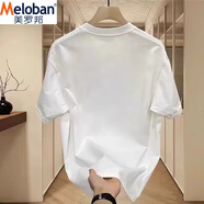 美羅邦（Meloban）新款短袖T恤男夏季韓版潮流簡約港風寬松潮牌體恤衫 白色 S