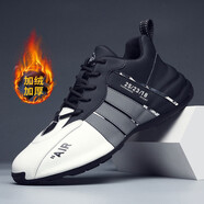 卡丹路【厚底內(nèi)增】男鞋春季潮流舒適包底老爹鞋子男士休閑運(yùn)動(dòng)跑步鞋 黑色 黑白加絨款 38