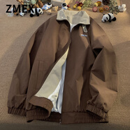 ZMEX棕咖色vintage美式工裝外套男夏季春秋季國潮情侶沖鋒夾克男 咖色  XL 125至135斤