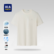 海瀾之家（HLA）短袖t恤男夏季時尚印花百搭圓領(lǐng)短T打底上衣男裝潮牌休閑體恤衫男 米杏DW(索羅娜速干涼感) L 175/92A