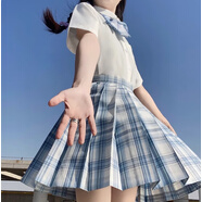 瑟空（SEKONG）2025夏新款日系短袖jk制服女學(xué)院風(fēng)格子百褶裙學(xué)生水手服套裝YXQ 不死川【短袖襯衫+格裙+領(lǐng)結(jié)】大禮包 M