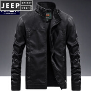JEEP SPIRIT2025新款皮夾克男春秋皮衣韓版潮流春秋季外套 7707黑色 XL