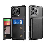 萬(wàn)浮生卡包一體適用蘋(píng)果16promax手機殼新款15多卡槽iPhone14plus卡套13mini后面插卡12零錢(qián)包11裝卡XR支 黑色左右翻卡包 4個(gè)卡槽-支架 iPhone 14 Pro