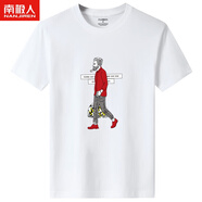 南極人純棉短袖男潮牌半截袖大碼男裝體桖加肥加大夏季衣服胖子男士t恤 潮男白 S *80-105斤
